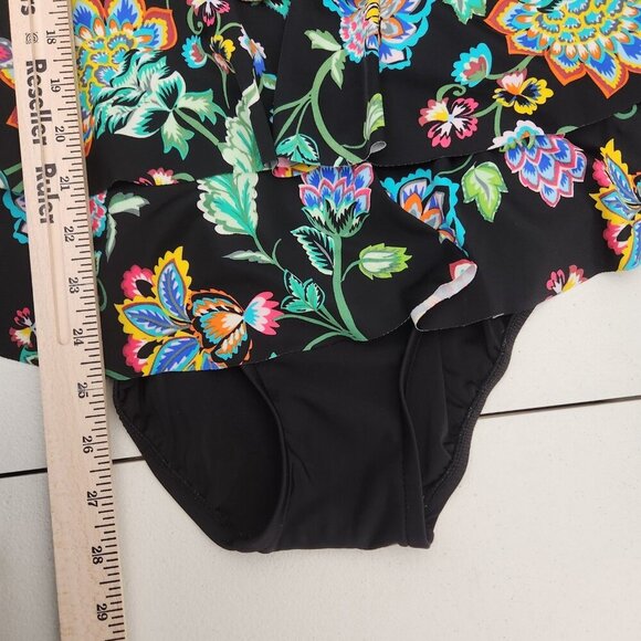 Croft & Barrow Swimsuit Womens 12 Floral Print Tiered Tankini Top Bathing Suit - Picture 13 of 16